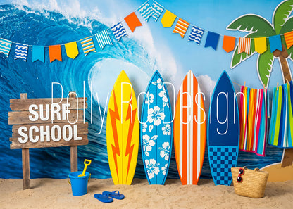 Avezano Summer Surf School Wave Photography Backdrop Designed By Polly Ro Design