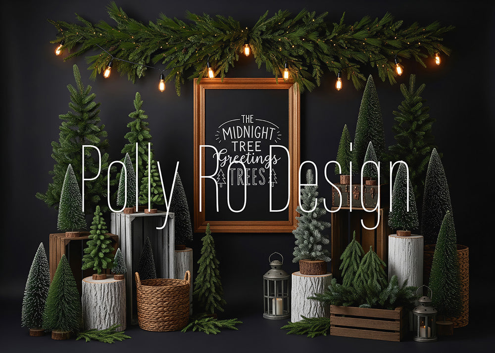 Avezano Dark Mini Pine Christmas Tree Photography Backdrop Designed By Polly Ro Design