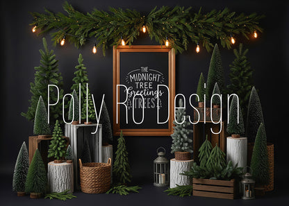 Avezano Dark Mini Pine Christmas Tree Photography Backdrop Designed By Polly Ro Design