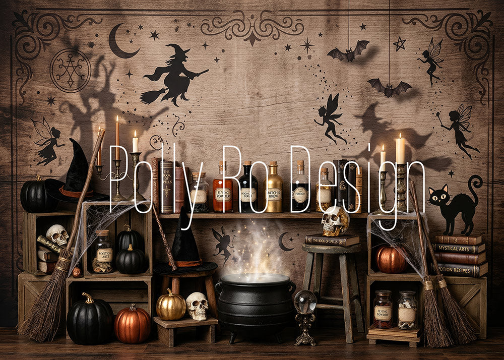 Avezano Witch Cauldron Halloween Scene Photography Backdrop Designed By Polly Ro Design