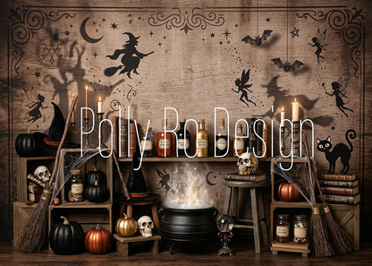 Avezano Witch Cauldron Halloween Scene Photography Backdrop Designed By Polly Ro Design