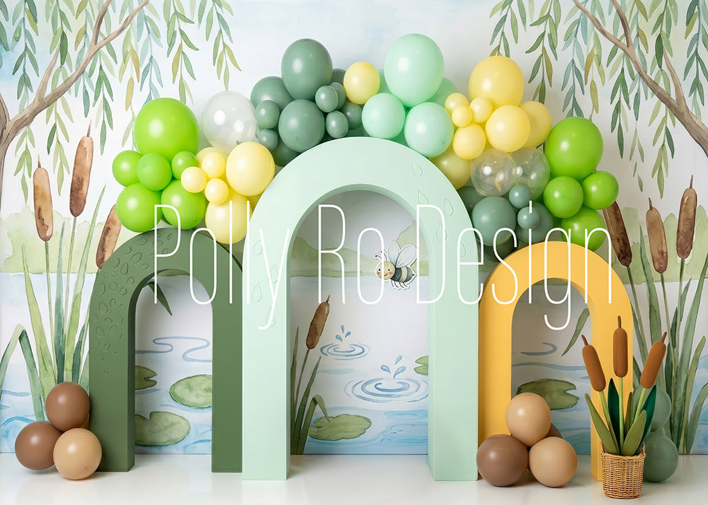 Avezano Green Willow Balloon Arch Photography Backdrop Designed By Polly Ro Design