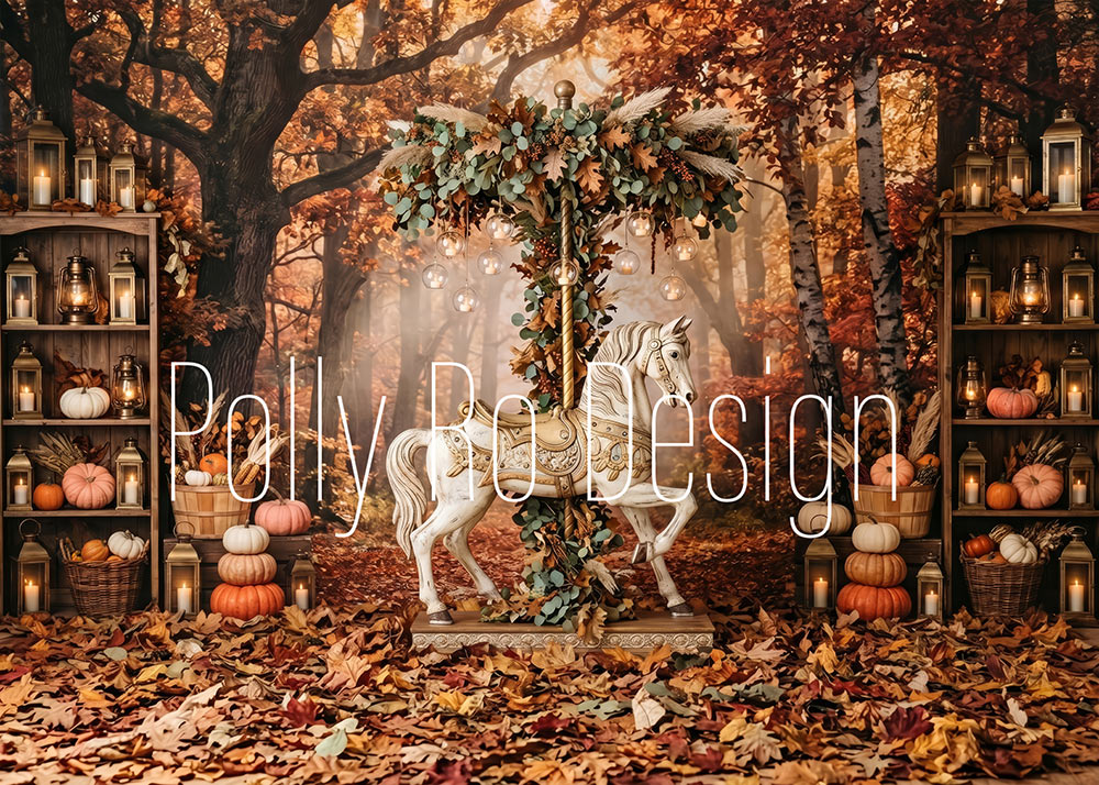 Avezano Fall Carousel Forest Photography Backdrop Designed By Polly Ro Design