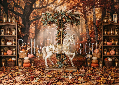 Avezano Fall Carousel Forest Photography Backdrop Designed By Polly Ro Design