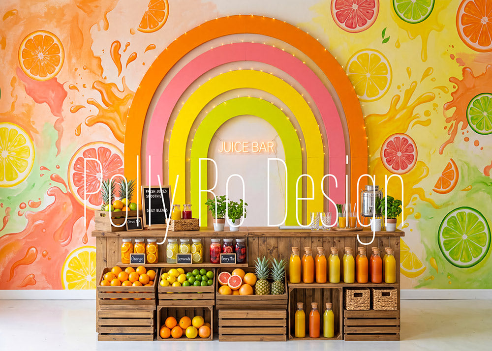 Avezano Citrus Juice Bar Rainbow Photography Backdrop Designed By Polly Ro Design