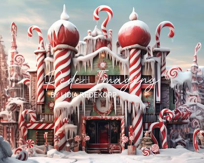 Avezano Candy Cane Winter Gingerbread Castle Backdrop Designed By Lidia Redekopp