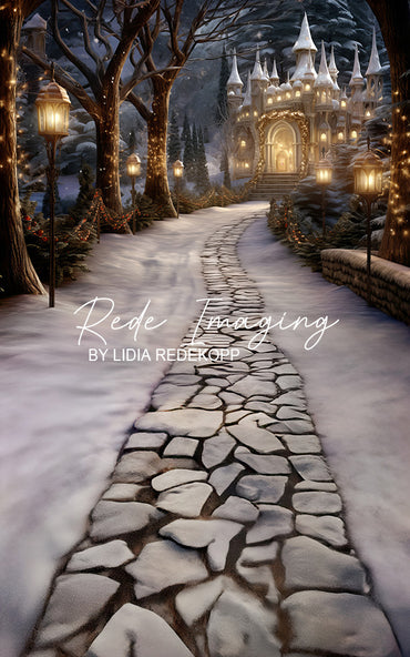 Avezano Snowy Enchanted Winter Castle Path Backdrop Designed By Lidia Redekopp