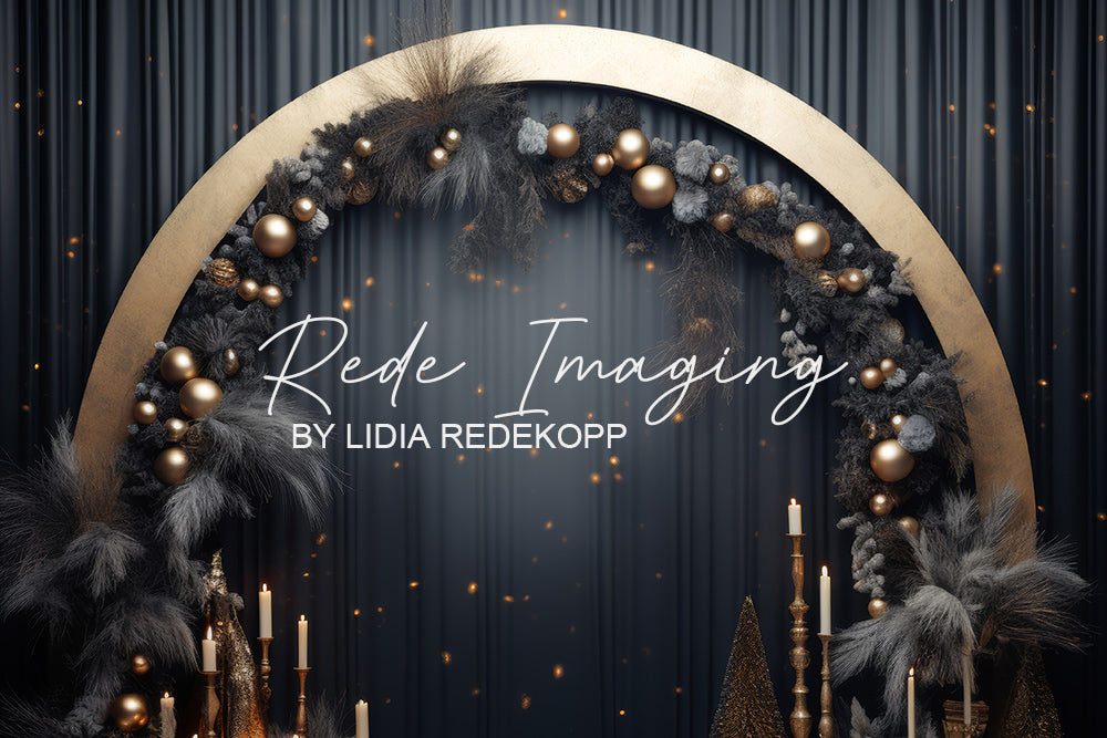 Avezano Dark Gold Arch Holiday Floral Backdrop Designed By Lidia Redekopp
