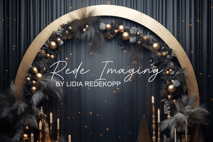 Avezano Dark Gold Arch Holiday Floral Backdrop Designed By Lidia Redekopp