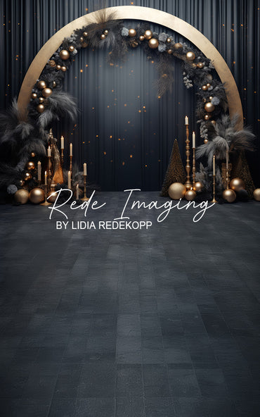 Avezano Dark Gold Arch Holiday Floral Backdrop Designed By Lidia Redekopp