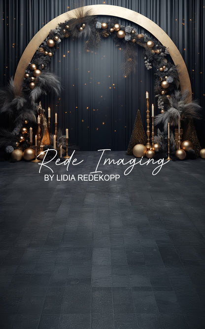 Avezano Dark Gold Arch Holiday Floral Backdrop Designed By Lidia Redekopp
