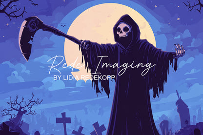 Avezano Grim Reaper Graveyard Halloween Backdrop Designed By Lidia Redekopp