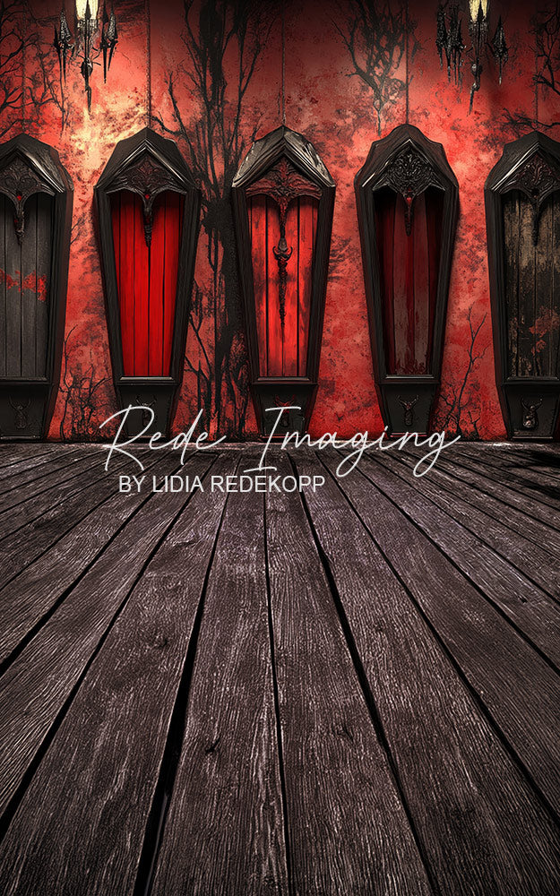 Avezano Vampire Coffin Red Gothic Wall Backdrop Designed By Lidia Redekopp