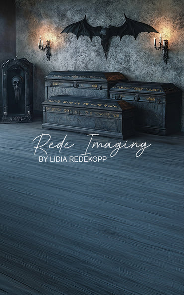 Avezano Dark Bat Gothic Coffin Room Backdrop Designed By Lidia Redekopp