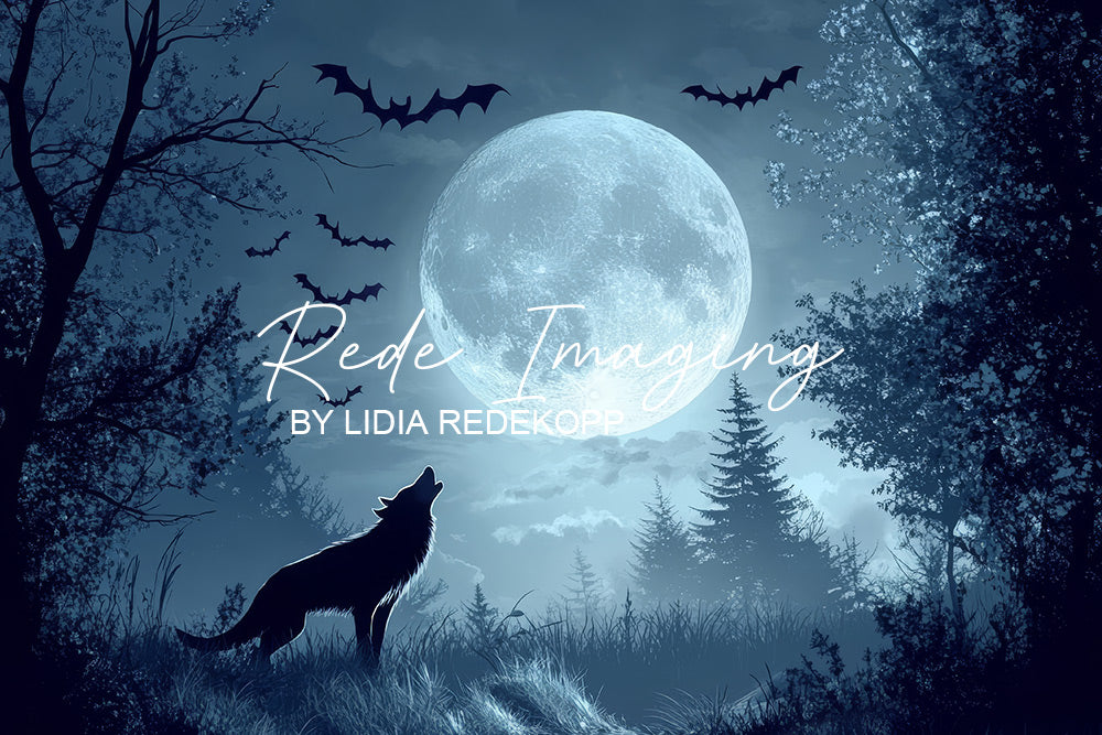 Avezano Howling Wolf Full Moon Forest Backdrop Designed By Lidia Redekopp