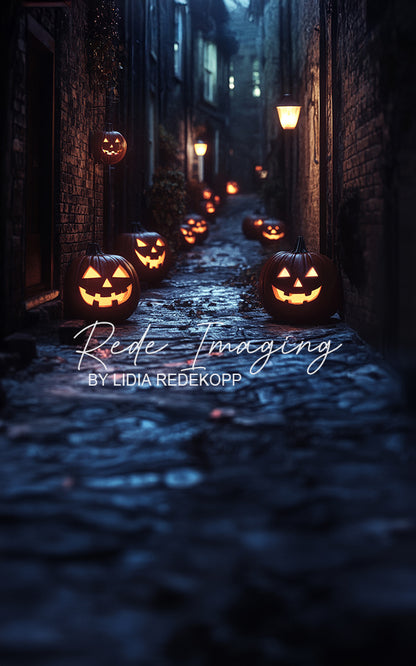 Avezano Jack O Lantern Alley Street Backdrop Designed By Lidia Redekopp