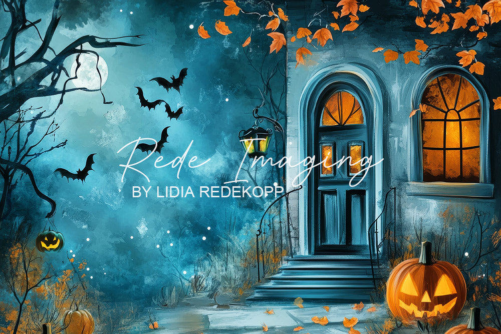 Avezano Halloween House Moon Bat Pumpkin Backdrop Designed By Lidia Redekopp