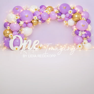 Avezano Purple One Balloon Daisy Butterfly Backdrop Designed By Lidia Redekopp