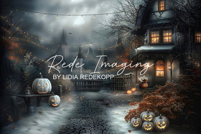 Avezano Gothic Halloween Village Pumpkin Path Backdrop Designed By Lidia Redekopp
