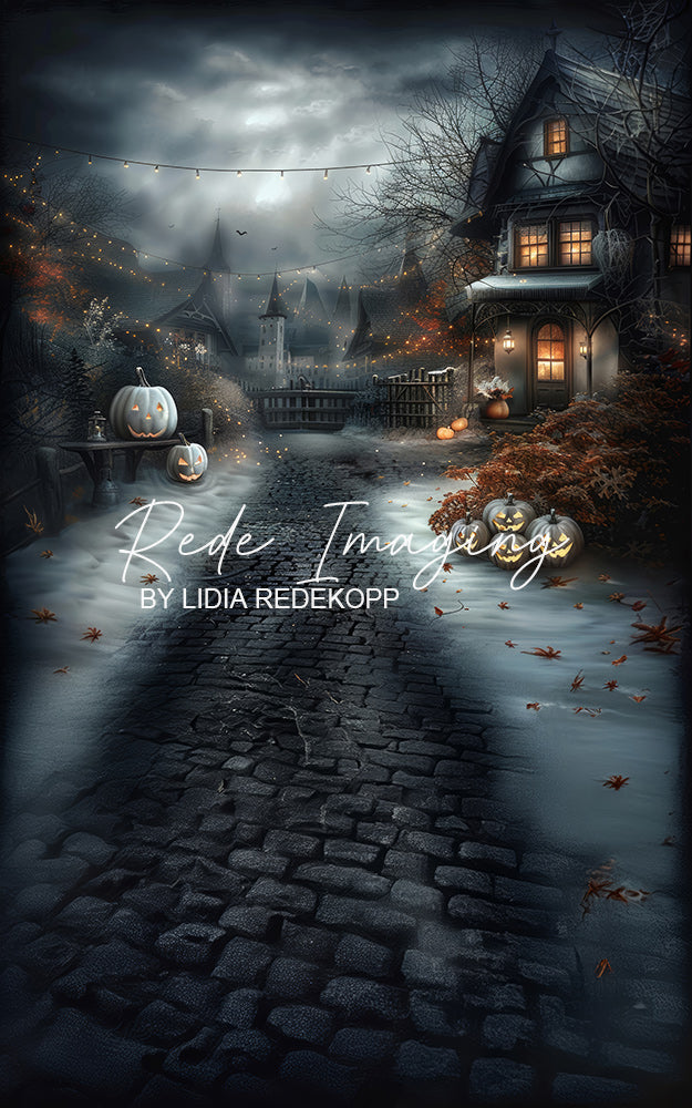 Avezano Gothic Halloween Village Pumpkin Path Backdrop Designed By Lidia Redekopp