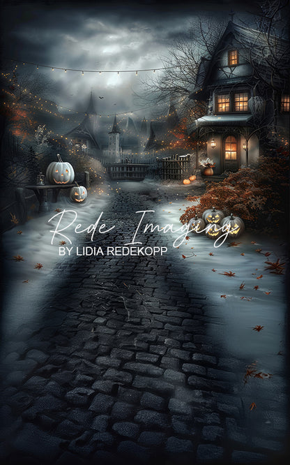 Avezano Gothic Halloween Village Pumpkin Path Backdrop Designed By Lidia Redekopp