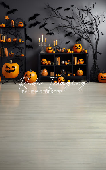 Avezano Halloween Pumpkin Shelf Bat Candle Backdrop Designed By Lidia Redekopp