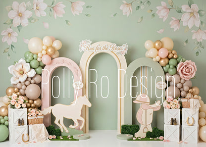 Avezano Magnolia Floral Horse Derby Balloon Photography Backdrop Designed By Polly Ro Design