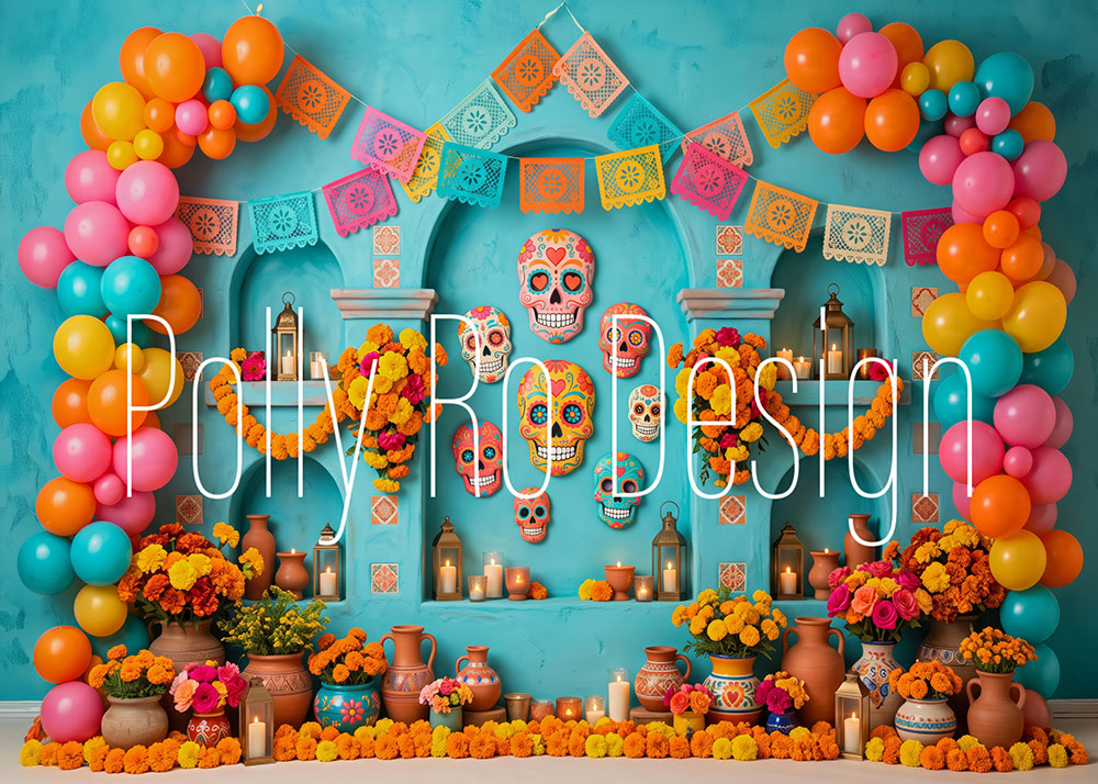 Toile de fond pour photographie de baiser de roses et de ballons de la Saint-Valentin d'Avezano conçue par Polly Ro Design