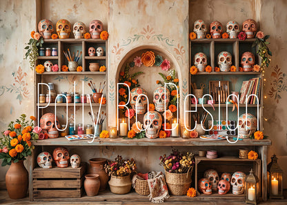 Avezano Vintage Sugar Skull Art Studio Photography Backdrop Designed By Polly Ro Design