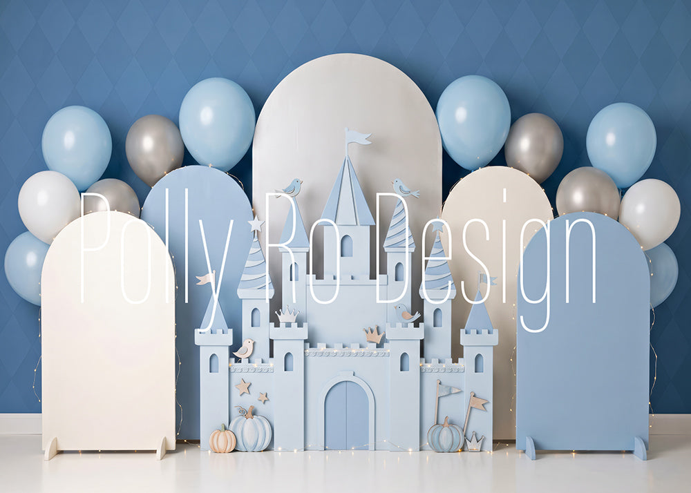 Avezano Blue Castle Balloon Birthday Photography Backdrop Designed By Polly Ro Design