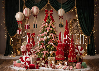 Avezano Velvet Bow Xmas Scene Photography Backdrop Designed By Polly Ro Design
