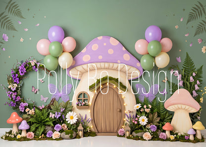 Avezano Fairy Mushroom House Floral Photography Backdrop Designed By Polly Ro Design