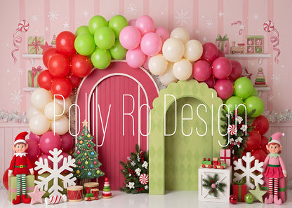 Toile de fond pour photographie de baiser de roses et de ballons de la Saint-Valentin d'Avezano conçue par Polly Ro Design