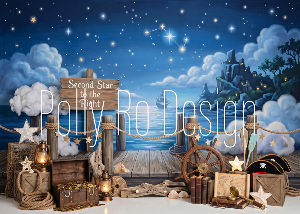 Avezano Starry Pirate Dock Adventure Photography Backdrop Designed By Polly Ro Design