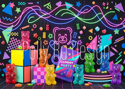 Avezano Neon Gummy Bear Candy Party Photography Backdrop Designed By Polly Ro Design
