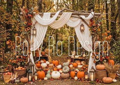 Avezano Fall Forest Pumpkin Arch Photography Backdrop Designed By Polly Ro Design