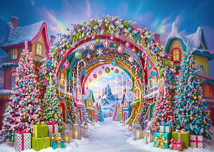Avezano Colorful Candy Christmas Village Photography Backdrop Designed By Polly Ro Design