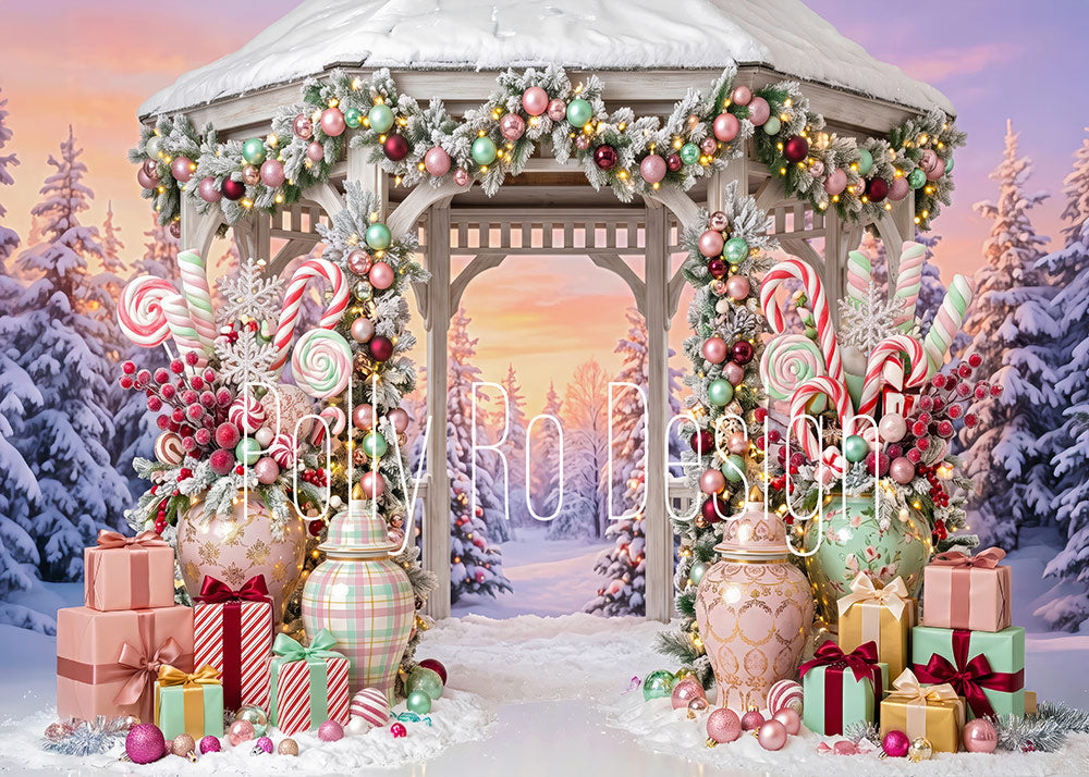 Avezano Pastel Candy Gazebo Christmas Photography Backdrop Designed By Polly Ro Design