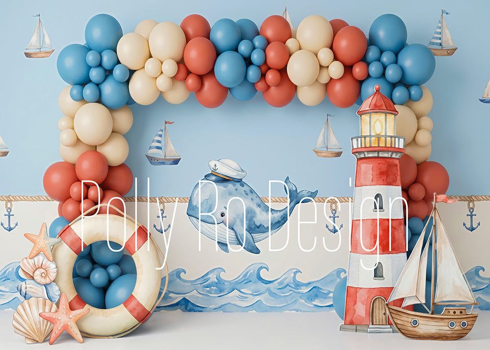 Avezano Nautical Lighthouse Balloon Photography Backdrop Designed By Polly Ro Design