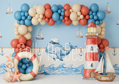 Avezano Nautical Lighthouse Balloon Photography Backdrop Designed By Polly Ro Design