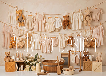 Avezano Bear Nursery Clothesline Photography Backdrop Designed By Polly Ro Design