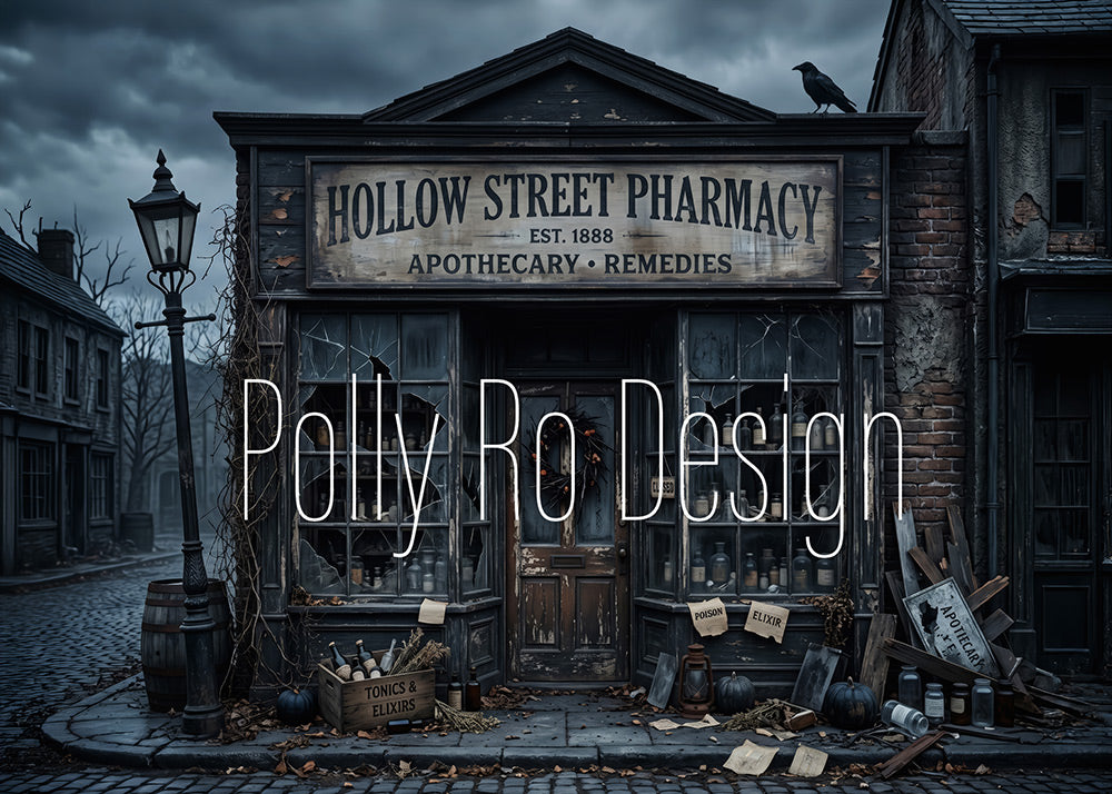 Avezano Halloween Vintage Dark Apothecary Shop Photography Backdrop Designed By Polly Ro Design