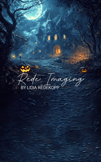 Avezano Spooky Haunted Castle Halloween Photography Backdrop Designed By Lidia Redekopp