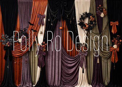 Avezano Vintage Fall Curtain Halloween Photography Backdrop Designed By Polly Ro Design