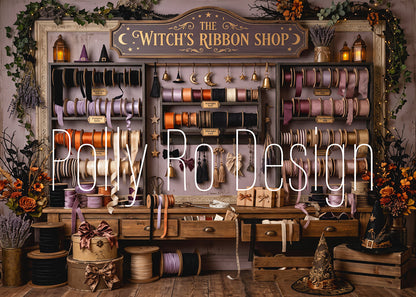 Avezano Witch Ribbon Shop Halloween Photography Backdrop Designed By Polly Ro Design