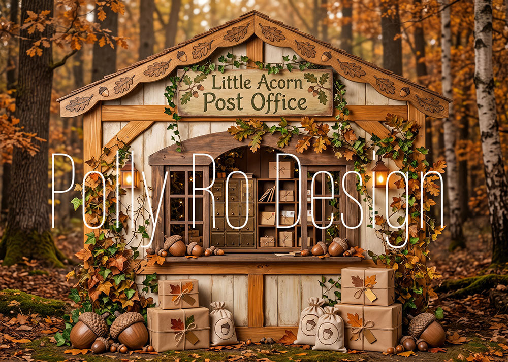 Avezano Little Acorn Post Office Autumn Photography Backdrop Designed By Polly Ro Design