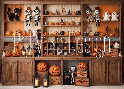 Avezano Halloween Toy Shelf Photography Backdrop Designed By Polly Ro Design
