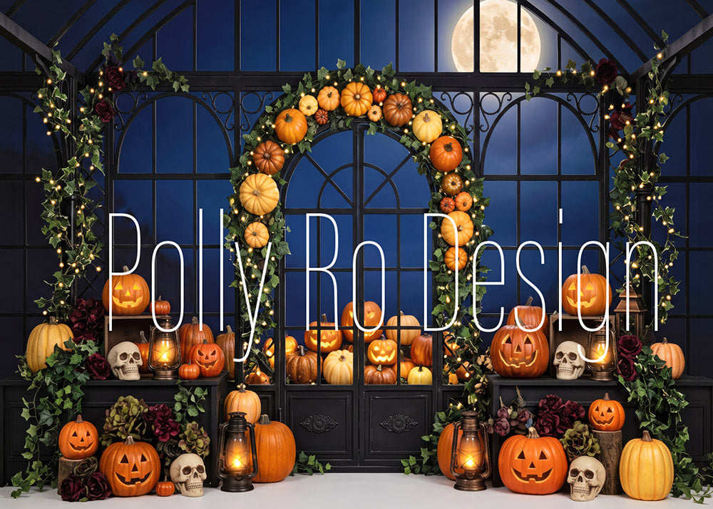 Avezano Pumpkin Arch Moon Halloween Photography Backdrop Designed By Polly Ro Design