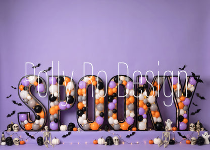 Avezano Spooky Balloon Letter Halloween Photography Backdrop Designed By Polly Ro Design