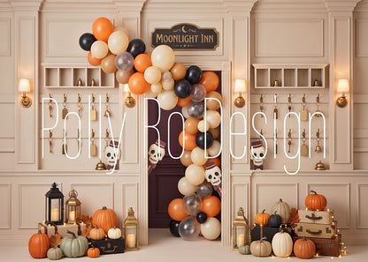 Avezano Moonlight Inn Balloon Halloween Photography Backdrop Designed By Polly Ro Design